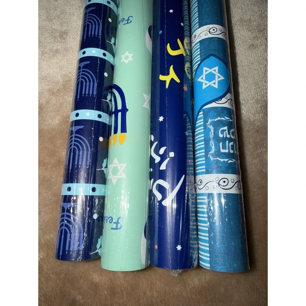 New Cheribfunz Wrapping Paper Lot Hanukkah Jewish Celebration